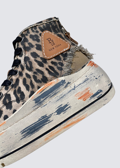 Kurt, Distressed Light Leopard, High Top Sneaker