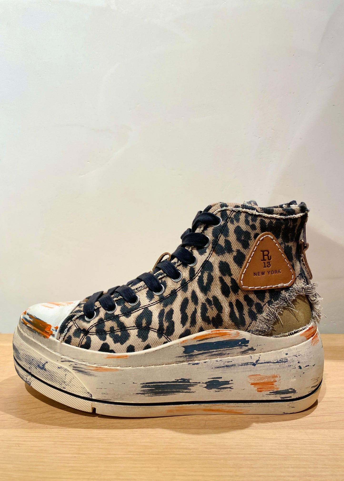 Kurt, Distressed Light Leopard, High Top Sneaker