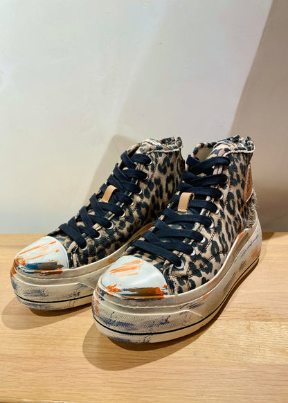 Kurt, Distressed Light Leopard, High Top Sneaker