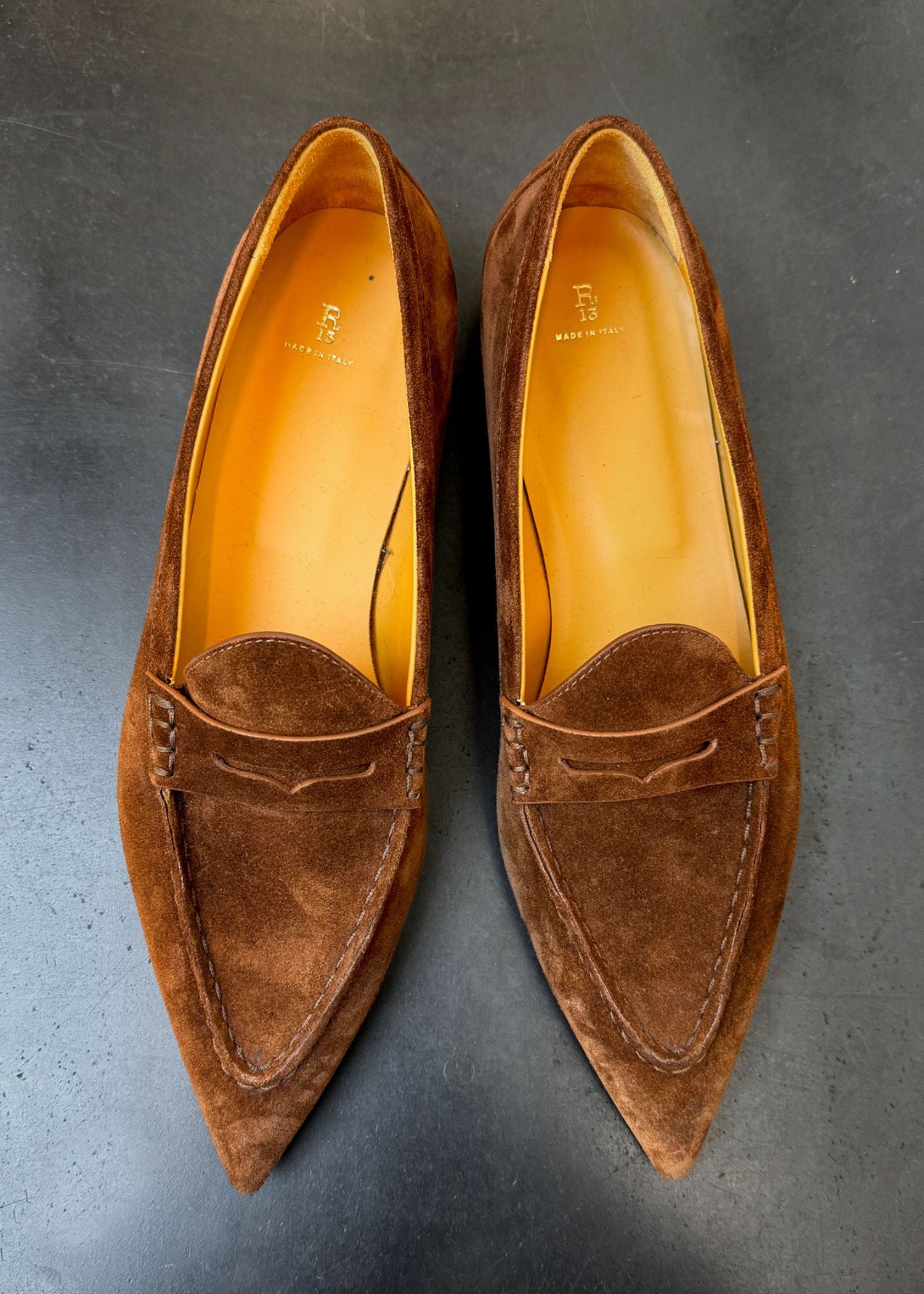 R13, Pointed Toe, Brown Suede, Loafer