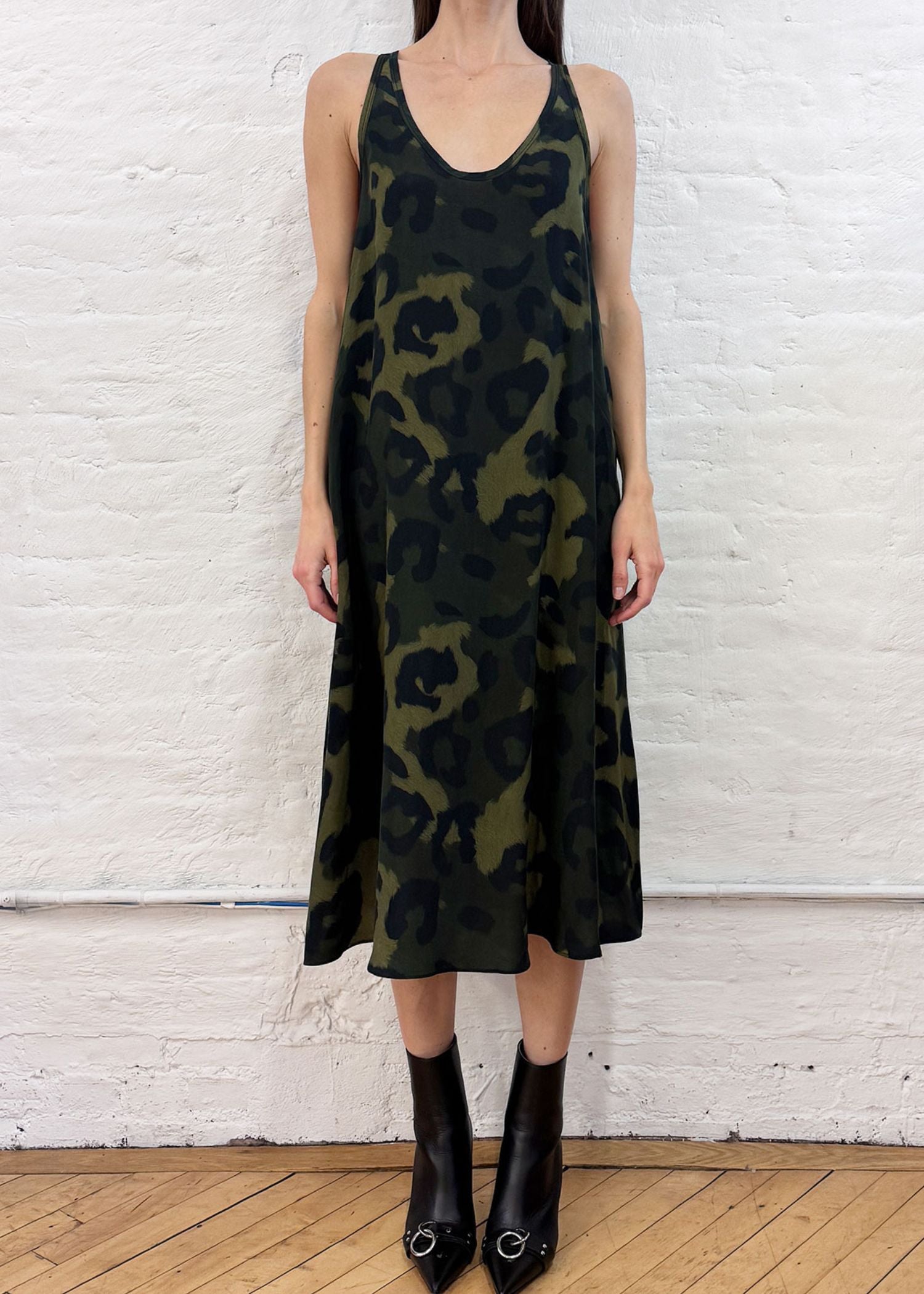 R13, Tank, Olive Green Leopard, Kleid