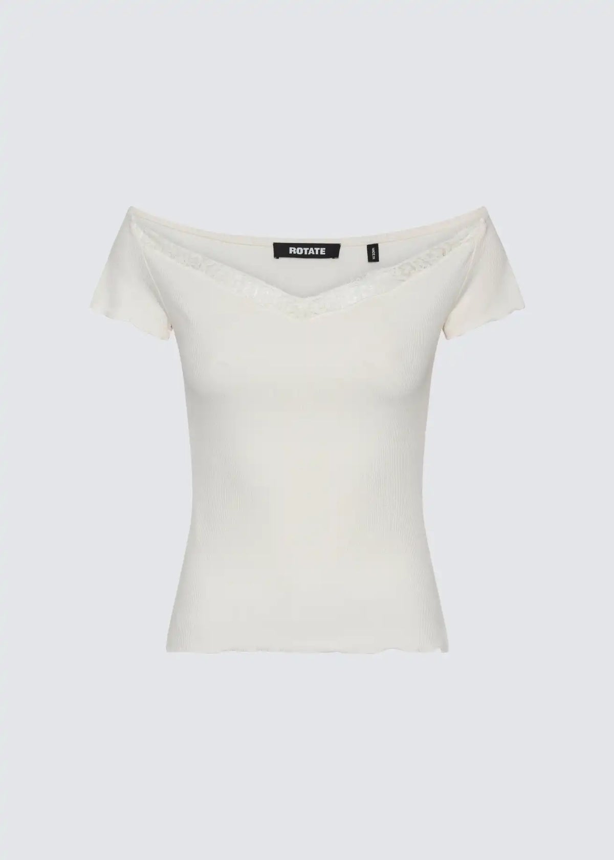 Rotate, Lacina Rib V-Neck Lace, Egret, Top