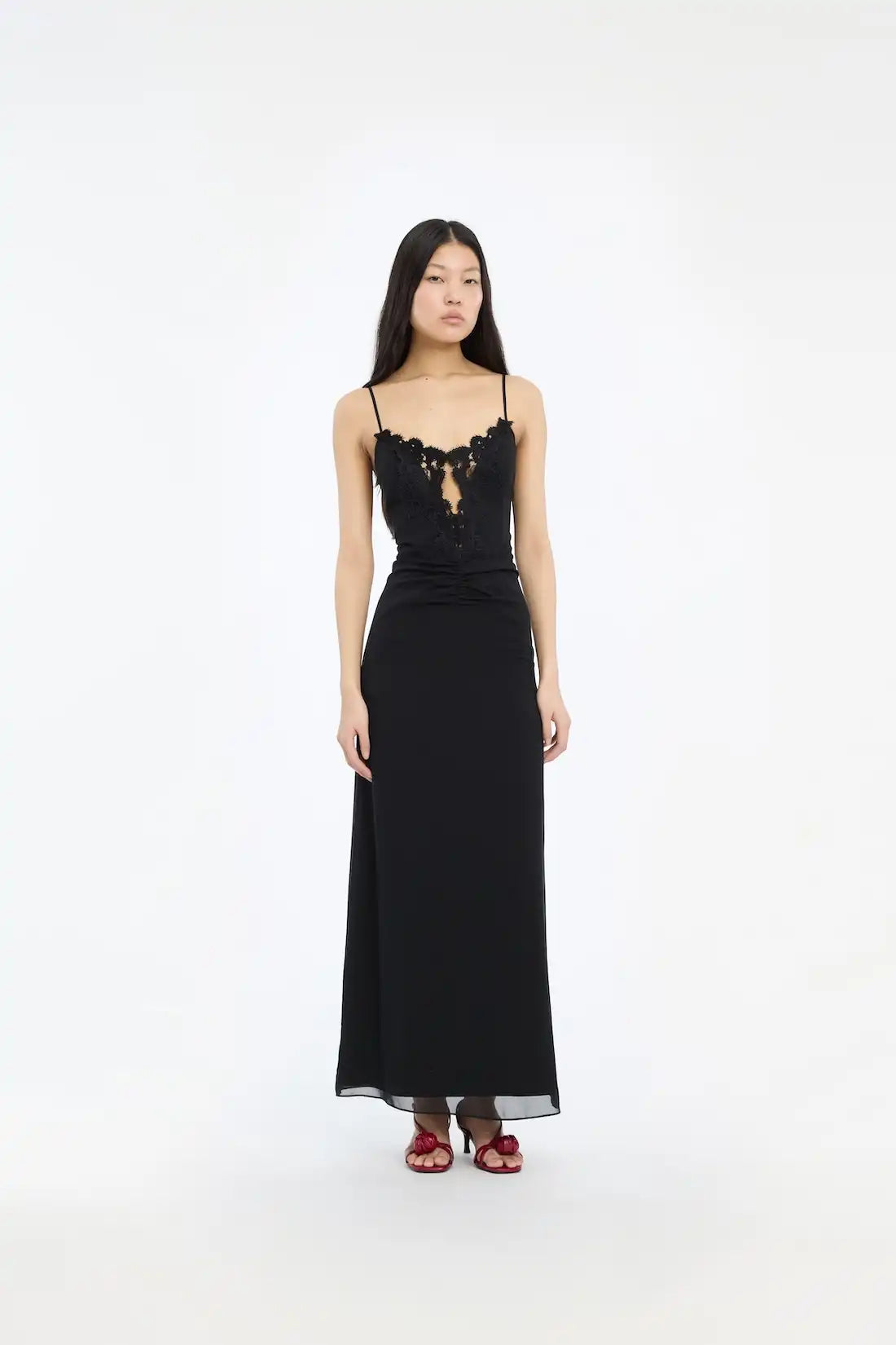 Rotate, Isabeau V-Neck, Black, Maxi Kleid