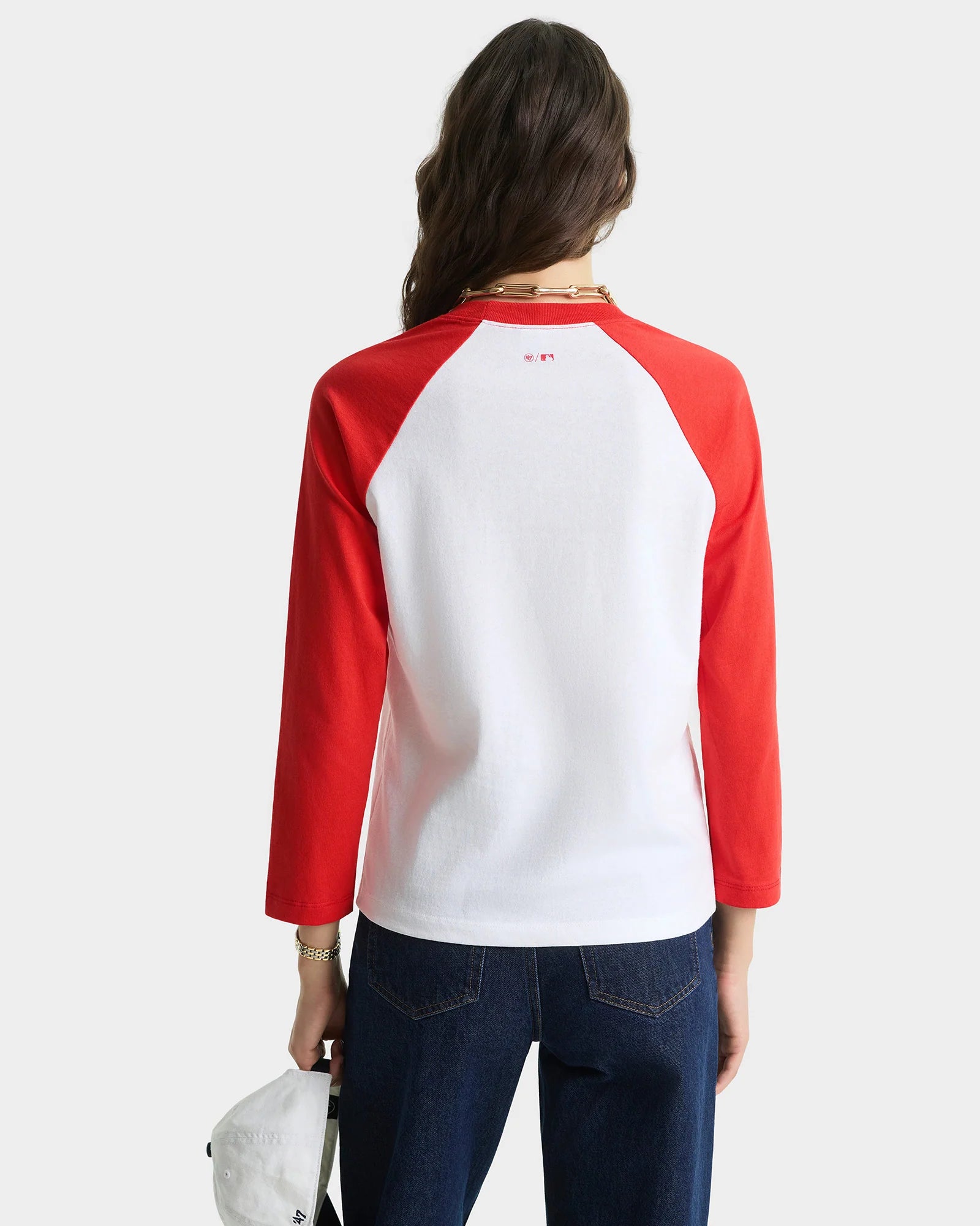 Yankees Serif, White/Red, Baseball Tee