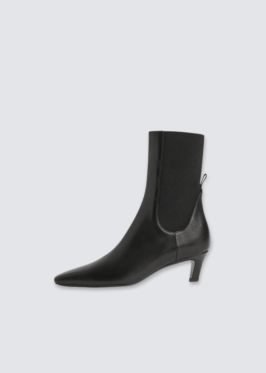 Mid Leather Boot, Black, Boots - Lindner Fashion