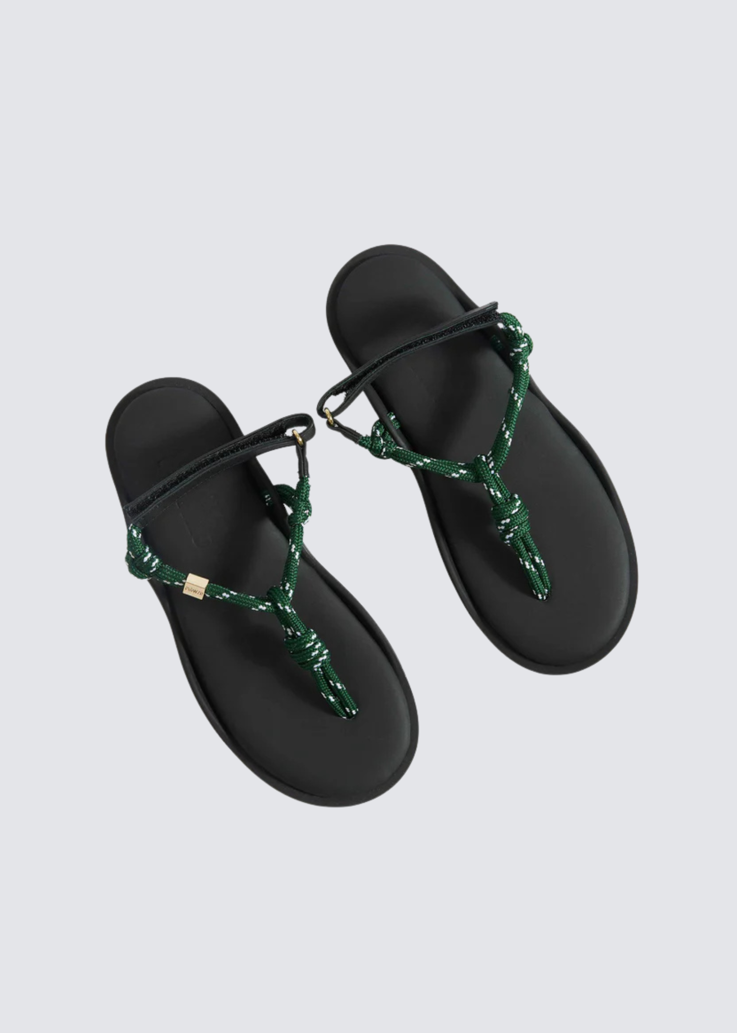 FLOWZE grüne Sandalen mit Zehensteg aus Kordel und Leder - Flatshot