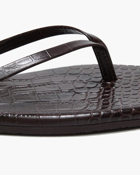 Square Toe Lily, Croc Carob, Flip Flop