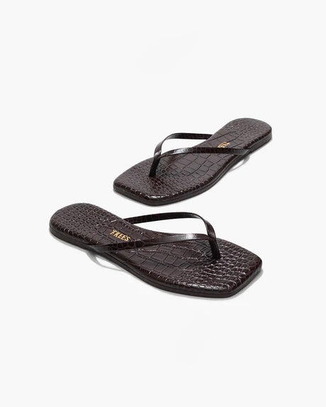 Square Toe Lily, Croc Carob, Flip Flop