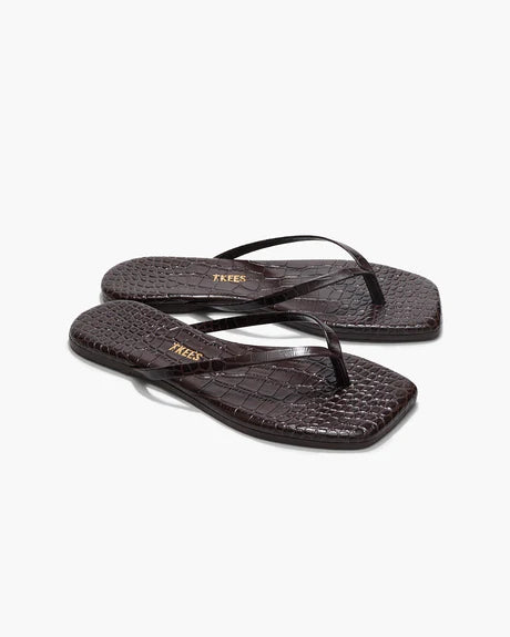 Square Toe Lily, Croc Carob, Flip Flop