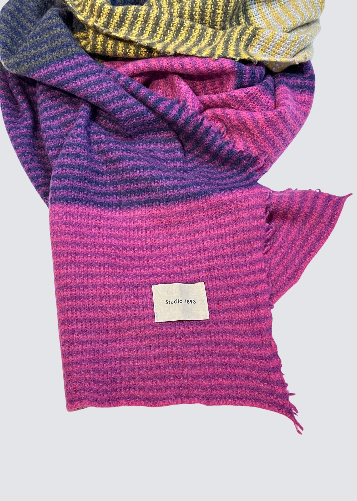 Ariana, blue/pink/yellow, wool scarf 