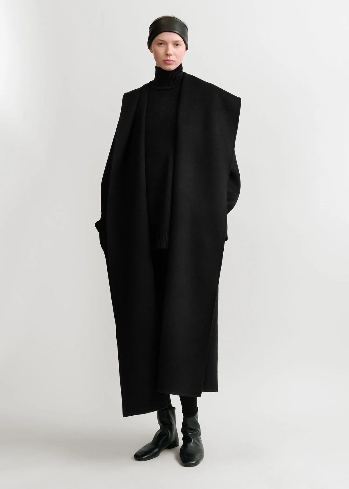 Toteme, Hoodie Belted, Black, Mantel