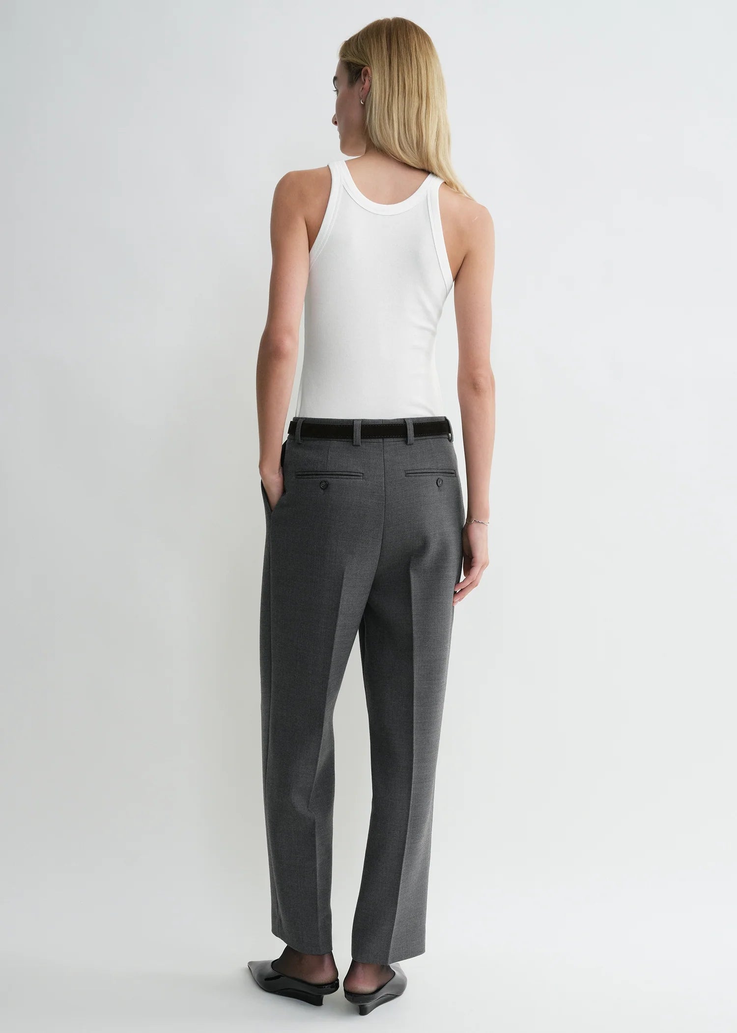 Curved Rib Tank, White, Tanktop