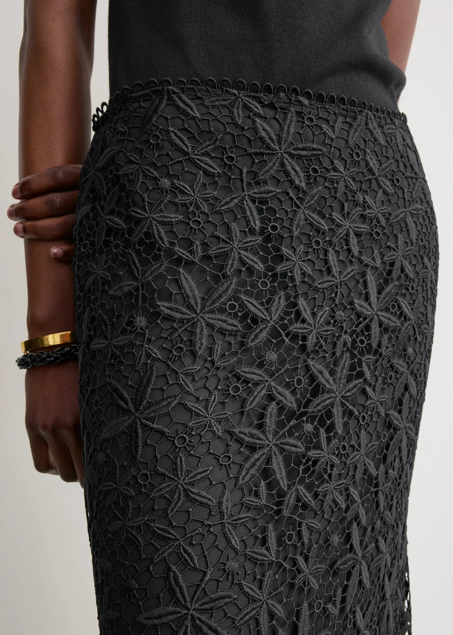 Guipure Lace, Black, Rock