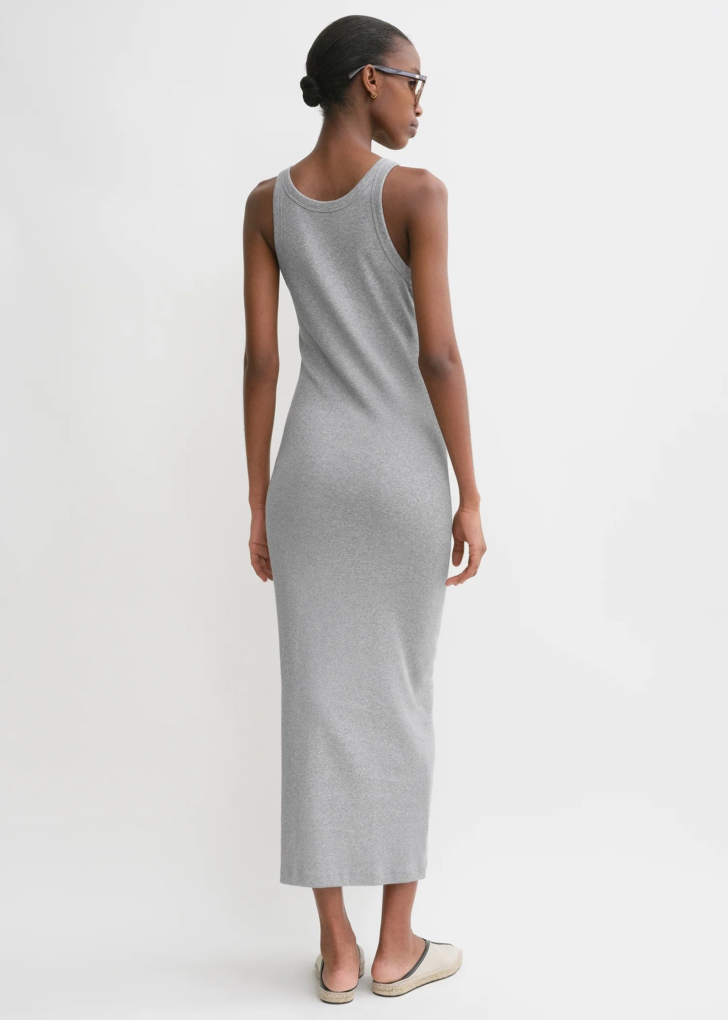 Curved Rib Dress, Grey, Dress