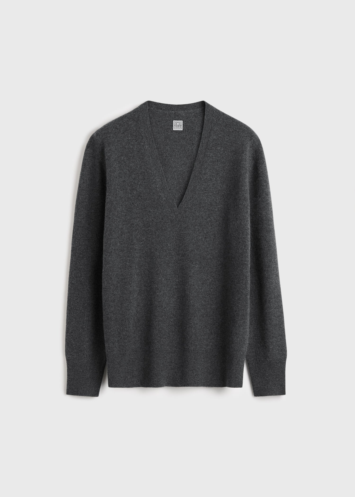 V-Neck Knit, Charcoal, Pullover