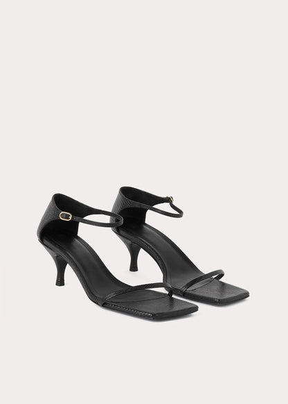 Strappy sandal, Black Lizard, sandal