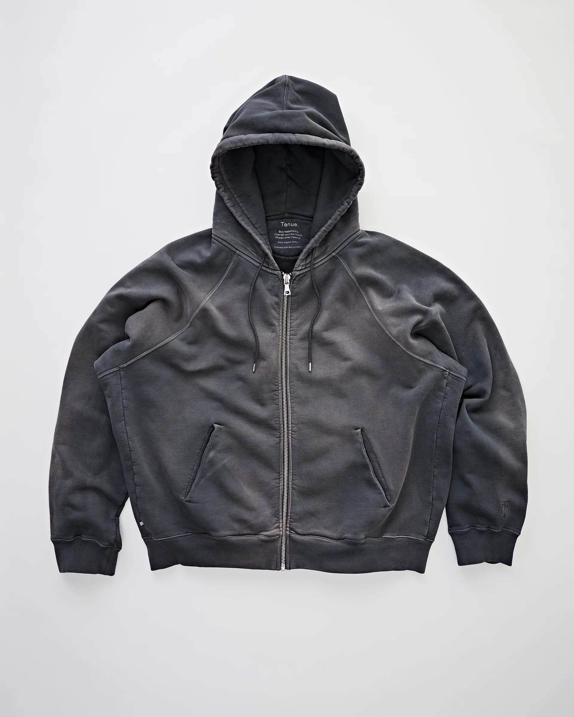 Tenue dunkelgraue Hoodiejacke aus Baumwolle - Flatshot