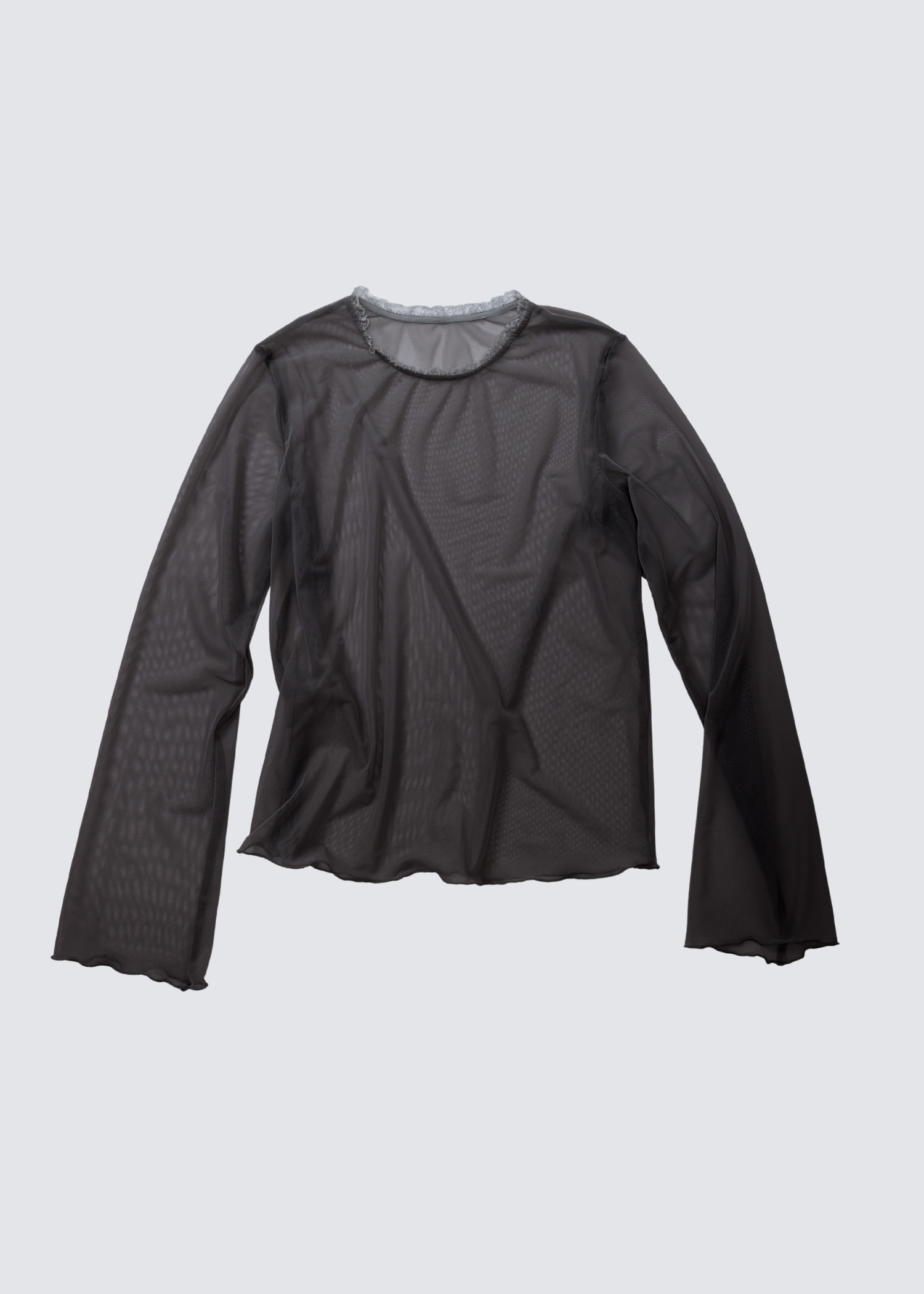 Simone Wild Langarm-Shirt aus Mesh-Material in schwarz - Flatshot 