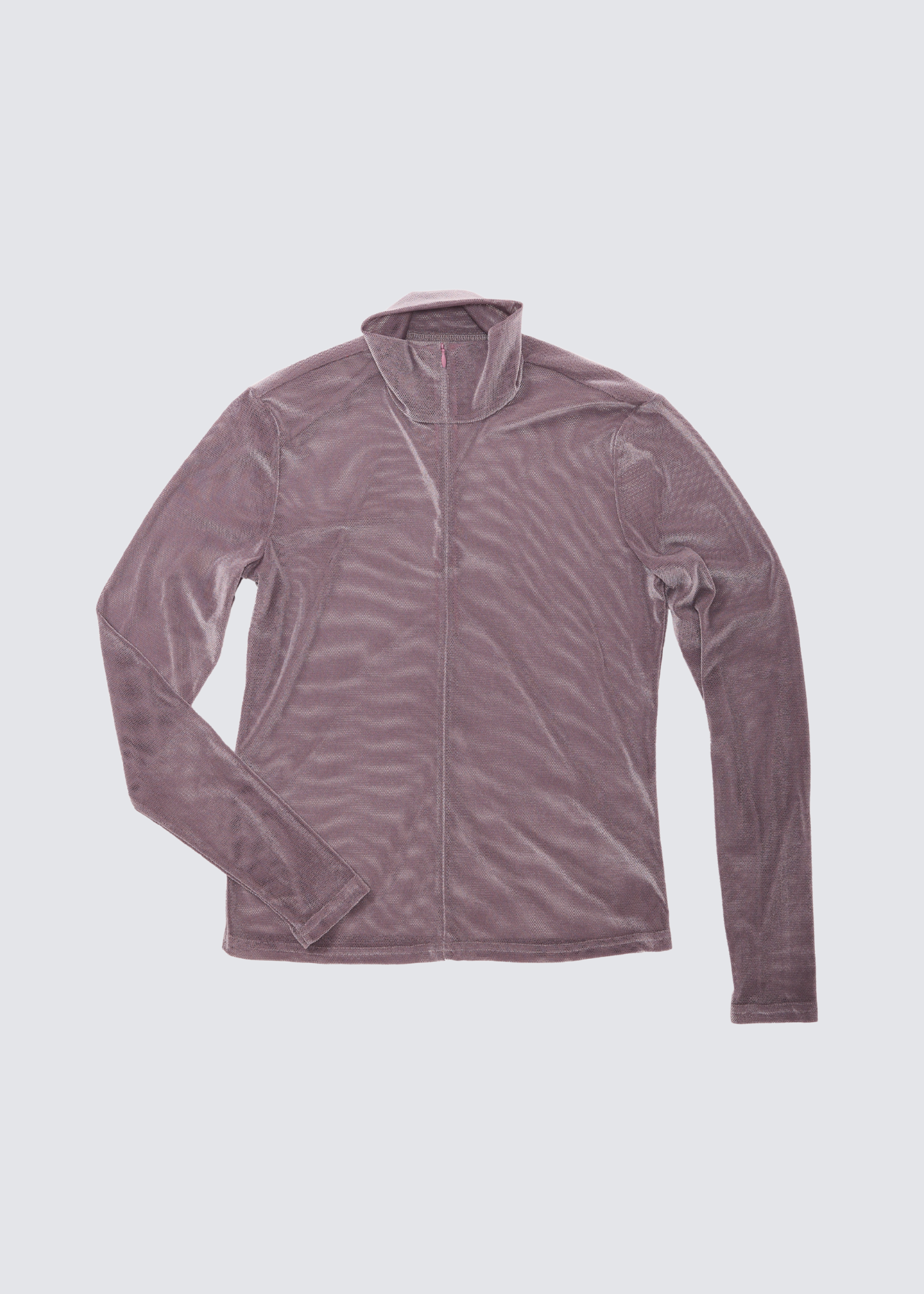 Simone Wild Zip-Langarm-Shirt aus Mesh-Samt-Material in mauve - Flatshot