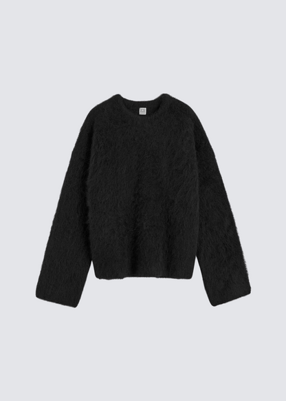 Boxy Alpaca Knit, Black, Sweater 