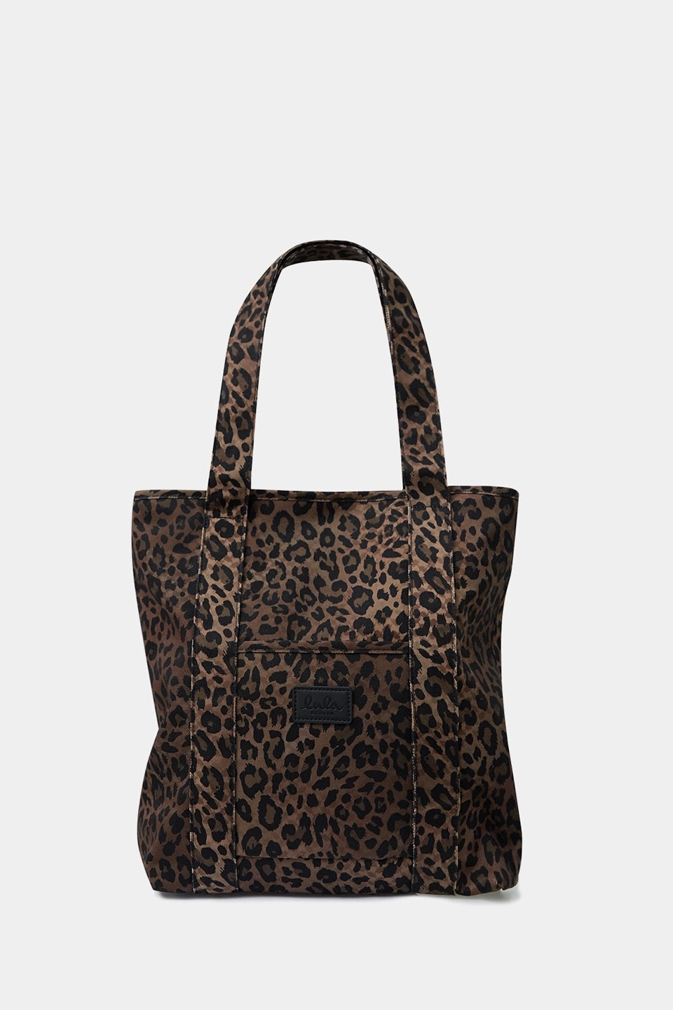 LALA BERLIN dunkelbraune Tasche mit Leopardenmuster aus Baumwolle - Flatshot