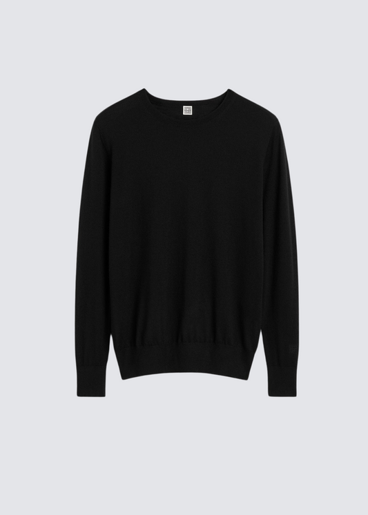 Fine Crew-Neck, Black, Pullover