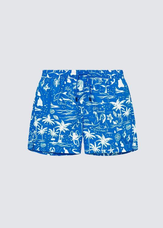 Life's a beach, blue/print, swim shorts 