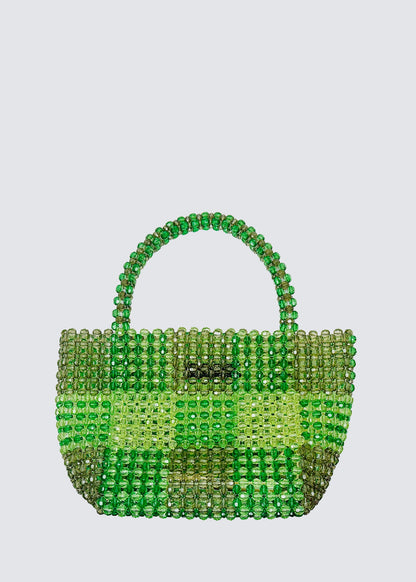 Market, Sheer Green Checked, Pearl Bag