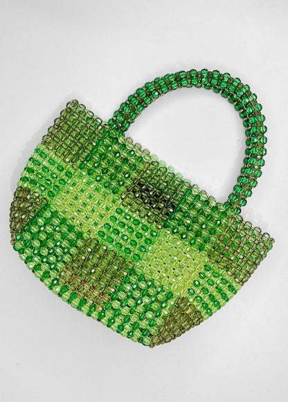 Market, Sheer Green Checked, Pearl Bag