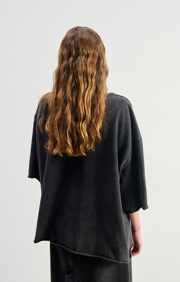 American Vintage schwarzes T-Shirt aus Baumwolle - Modelfoto von hinten