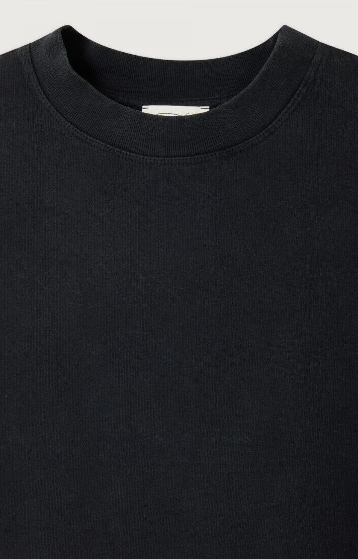 American Vintage schwarzes T-Shirt aus Baumwolle - Flatshot Detailansicht Kragen