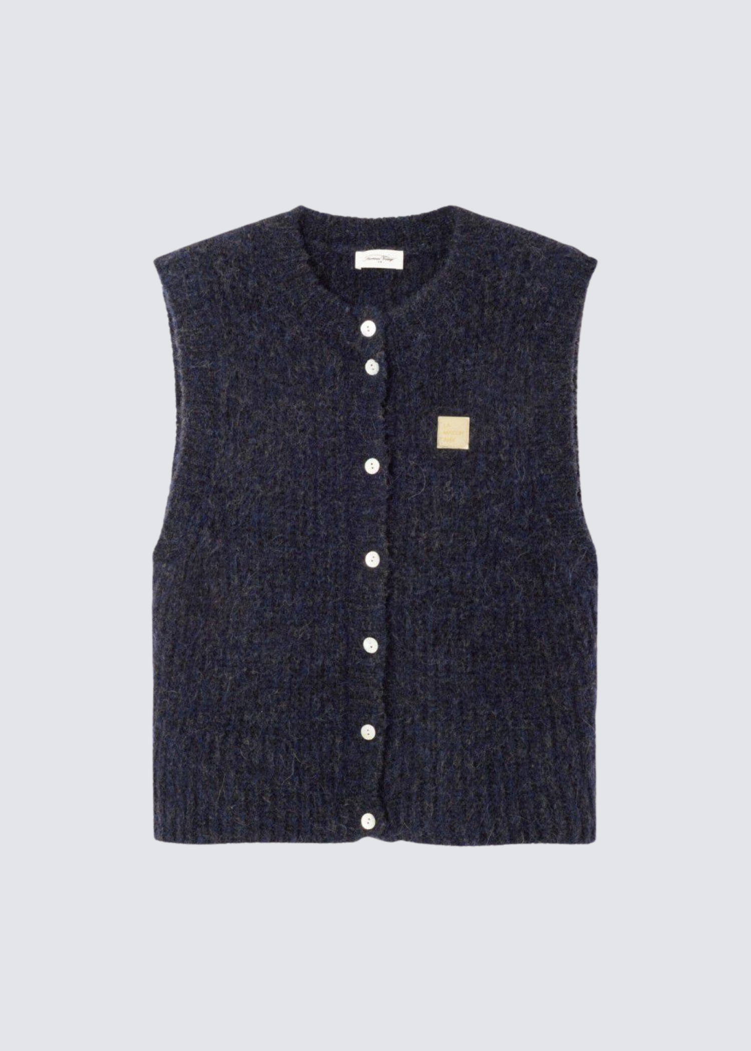 American Vintage dunkelblaue Strickweste aus Wollgemisch - Flatshot