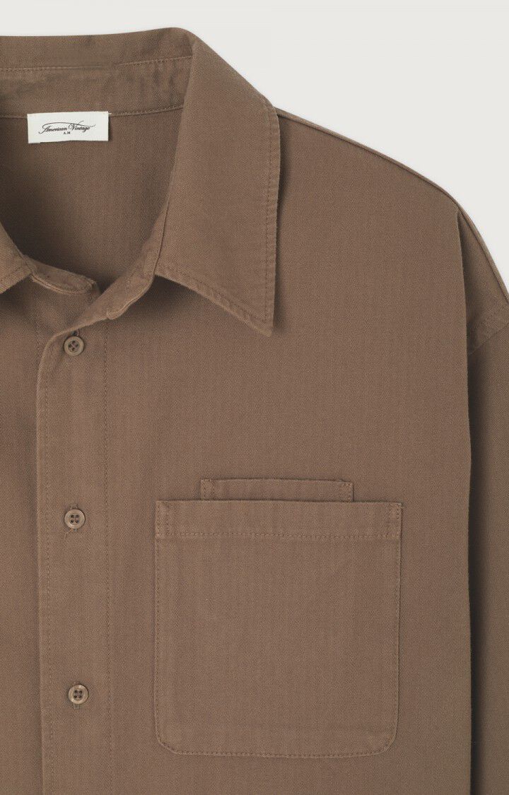 American Vintage braunes Unisex-Hemd aus Baumwolle - Flatshot Detailansicht Kragen 