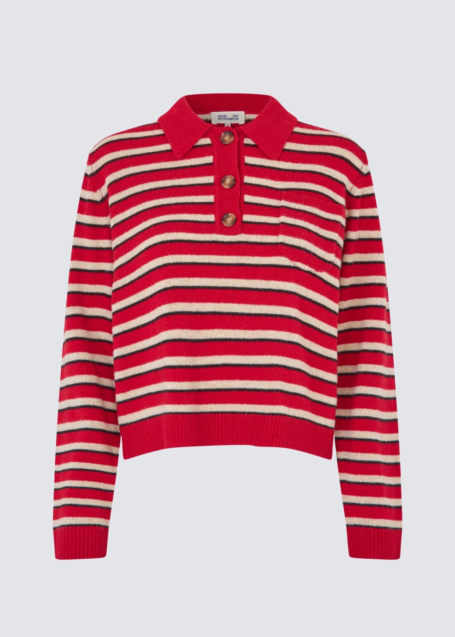 Cori, Crimson Red Stripe, Polo-Shirt