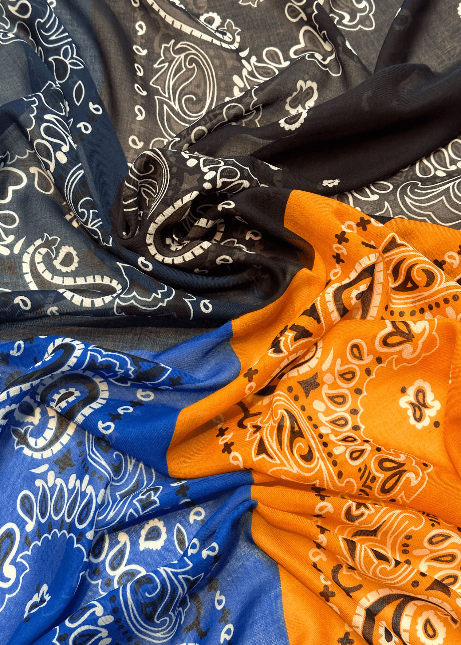 Bandana, Blau/Orange, Scarf - Lindner Fashion