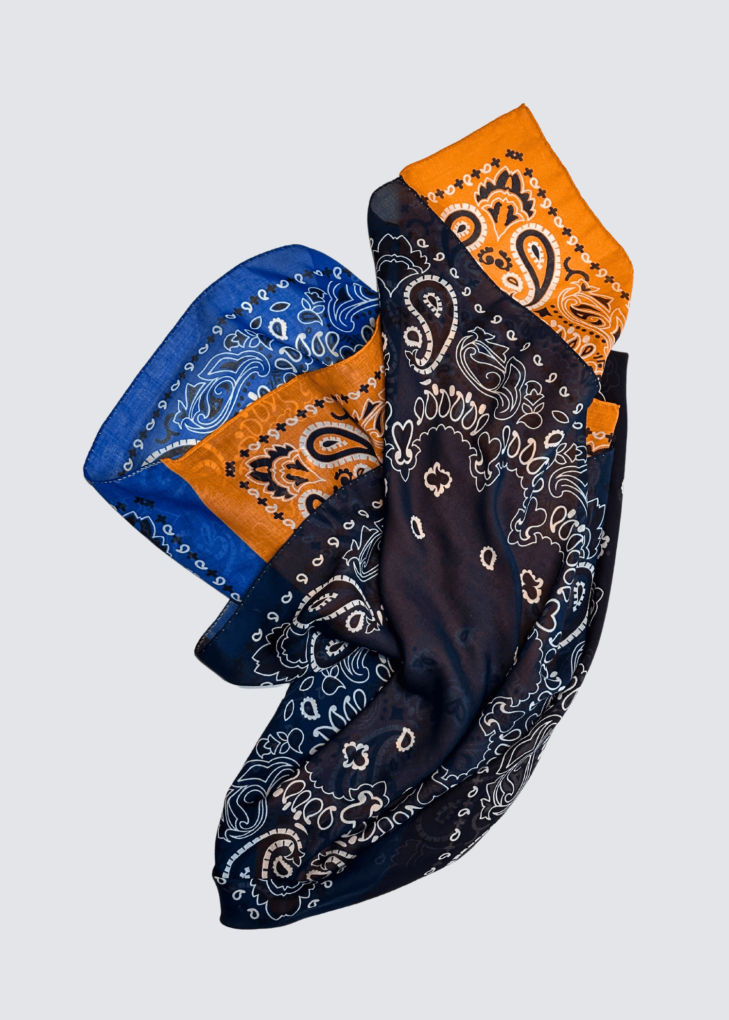 Bandana, Blau/Orange, Scarf - Lindner Fashion