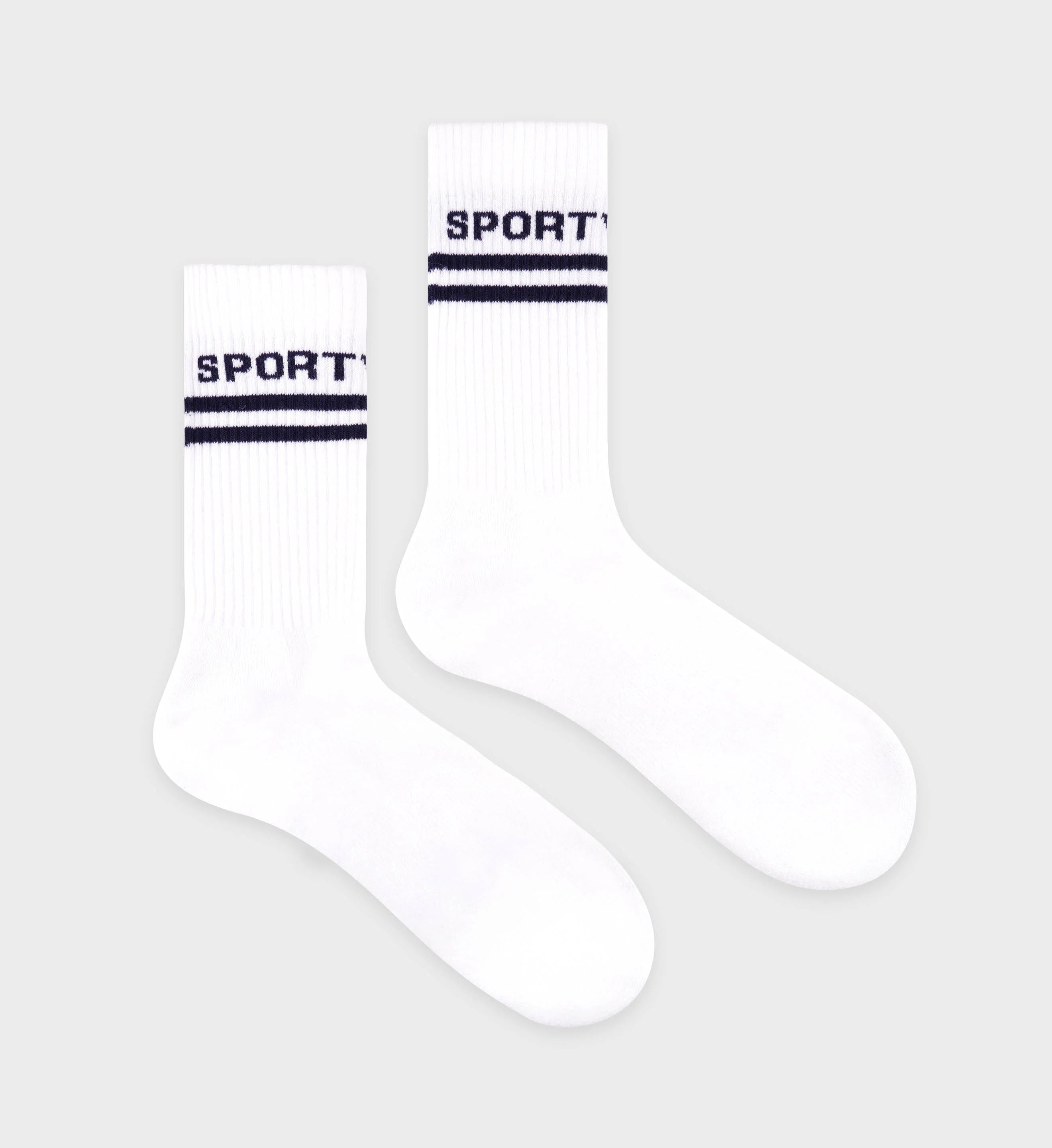 Bold Logo Socks, White/Navy, Socks - Lindner Fashion