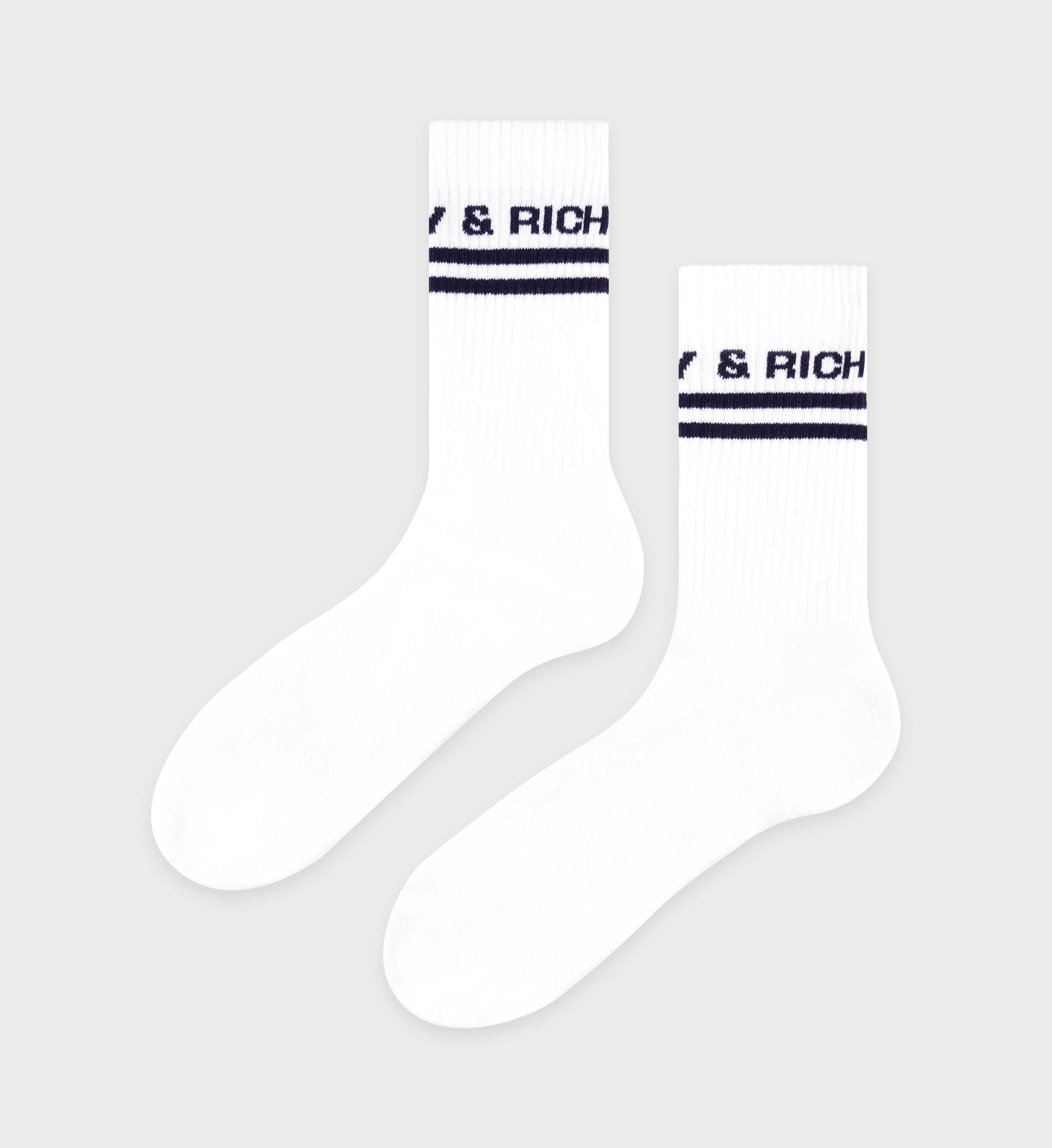 Bold Logo Socks, White/Navy, Socks - Lindner Fashion