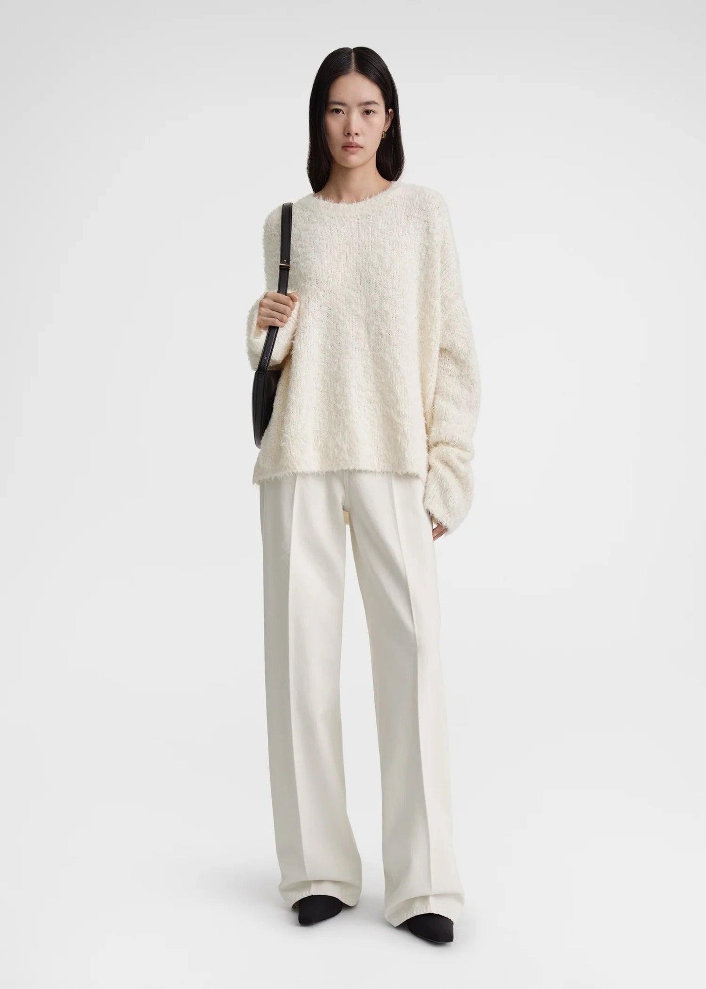 Boxy Silk Knit, Cream, Pullover - Lindner Fashion