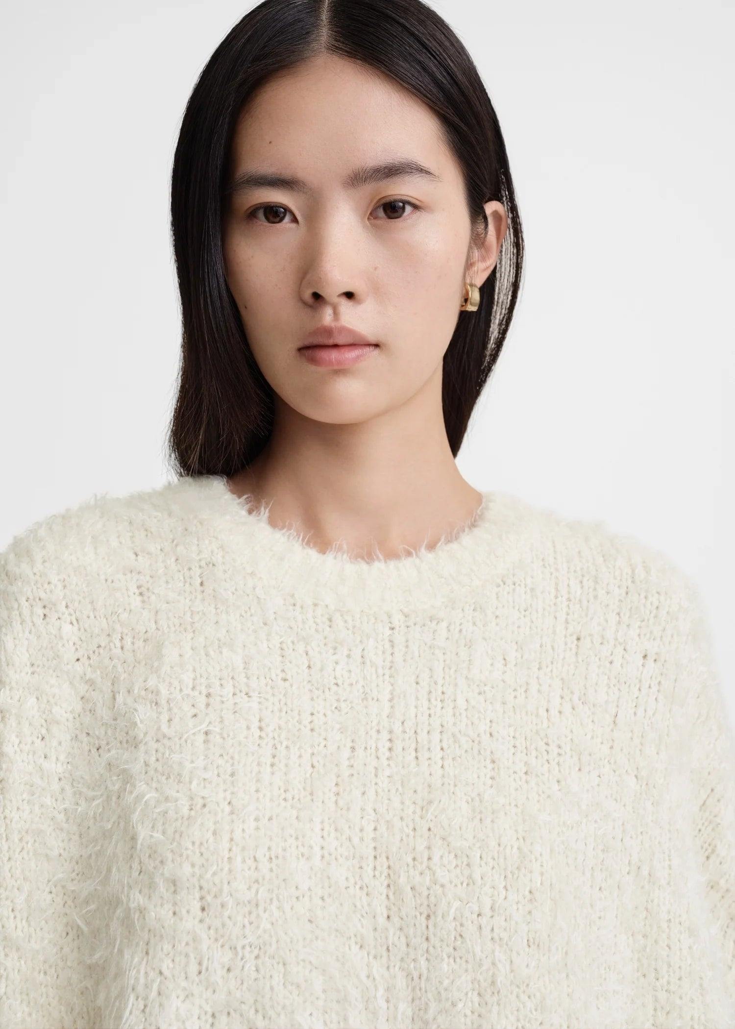 Boxy Silk Knit, Cream, Pullover - Lindner Fashion