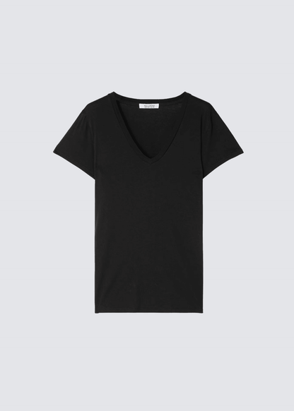 Carol V-Neck Tee, Jet Black, T-Shirt - Lindner Fashion