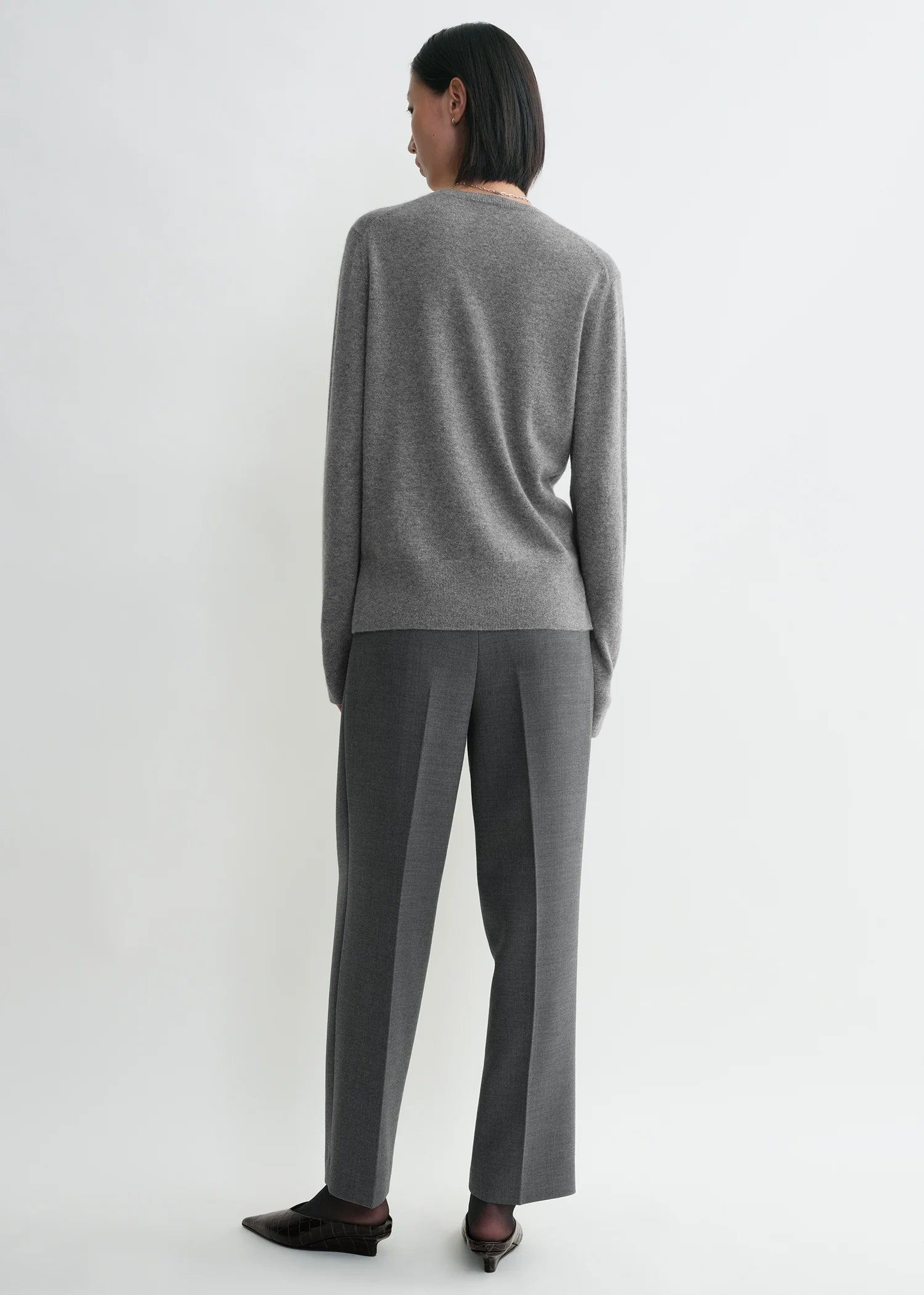 Cashmere, Crew Neck, Grey Melange, Pullover - Lindner Fashion