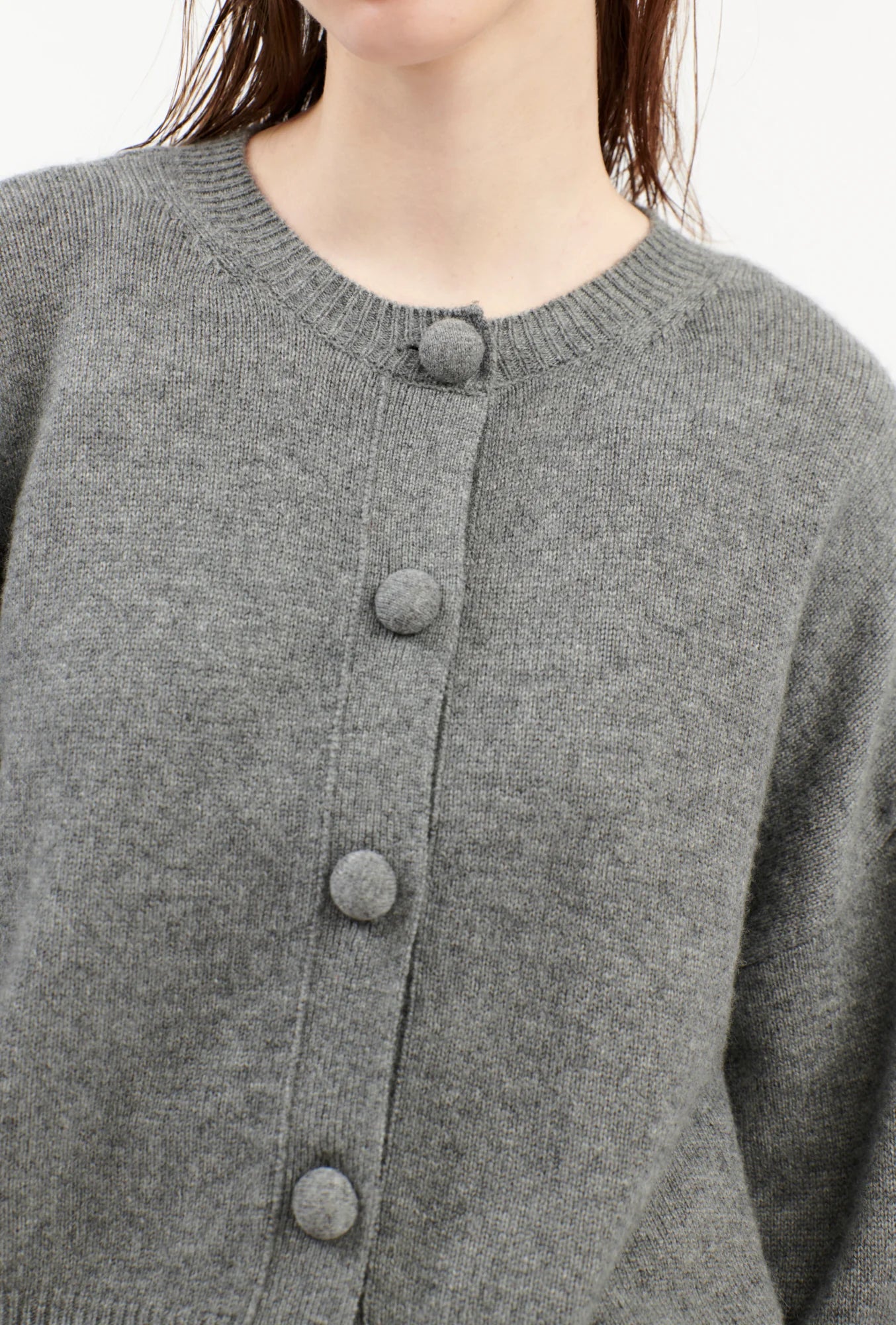 Cashmere Knit, Heather Grey, Cardigan - Lindner Fashion