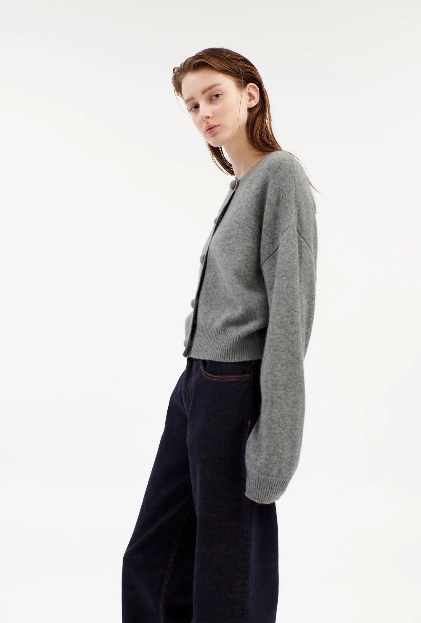 Cashmere Knit, Heather Grey, Cardigan - Lindner Fashion