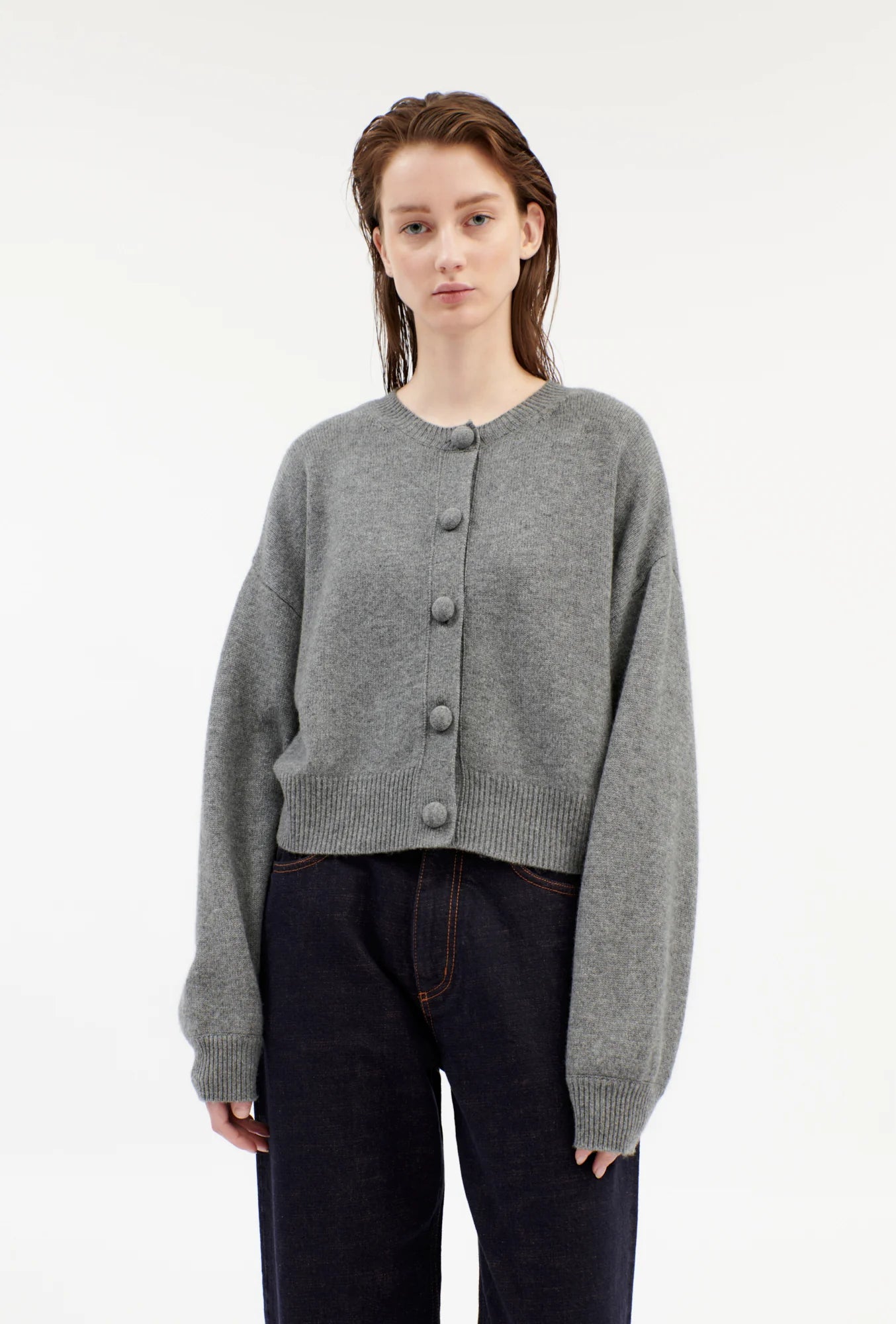 Cashmere Knit, Heather Grey, Cardigan - Lindner Fashion