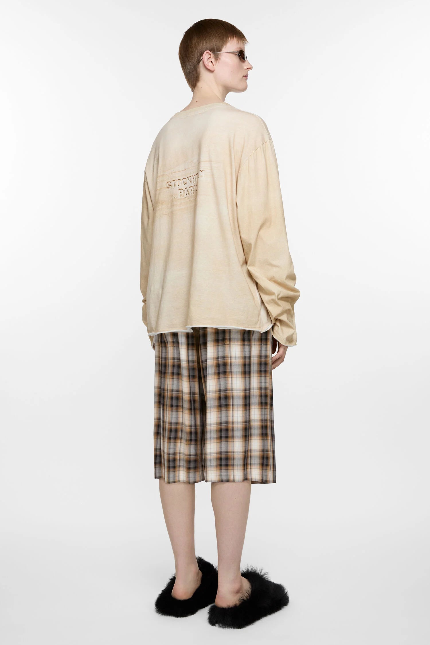 Check Shorts, Beige/Black, Shorts - Lindner Fashion