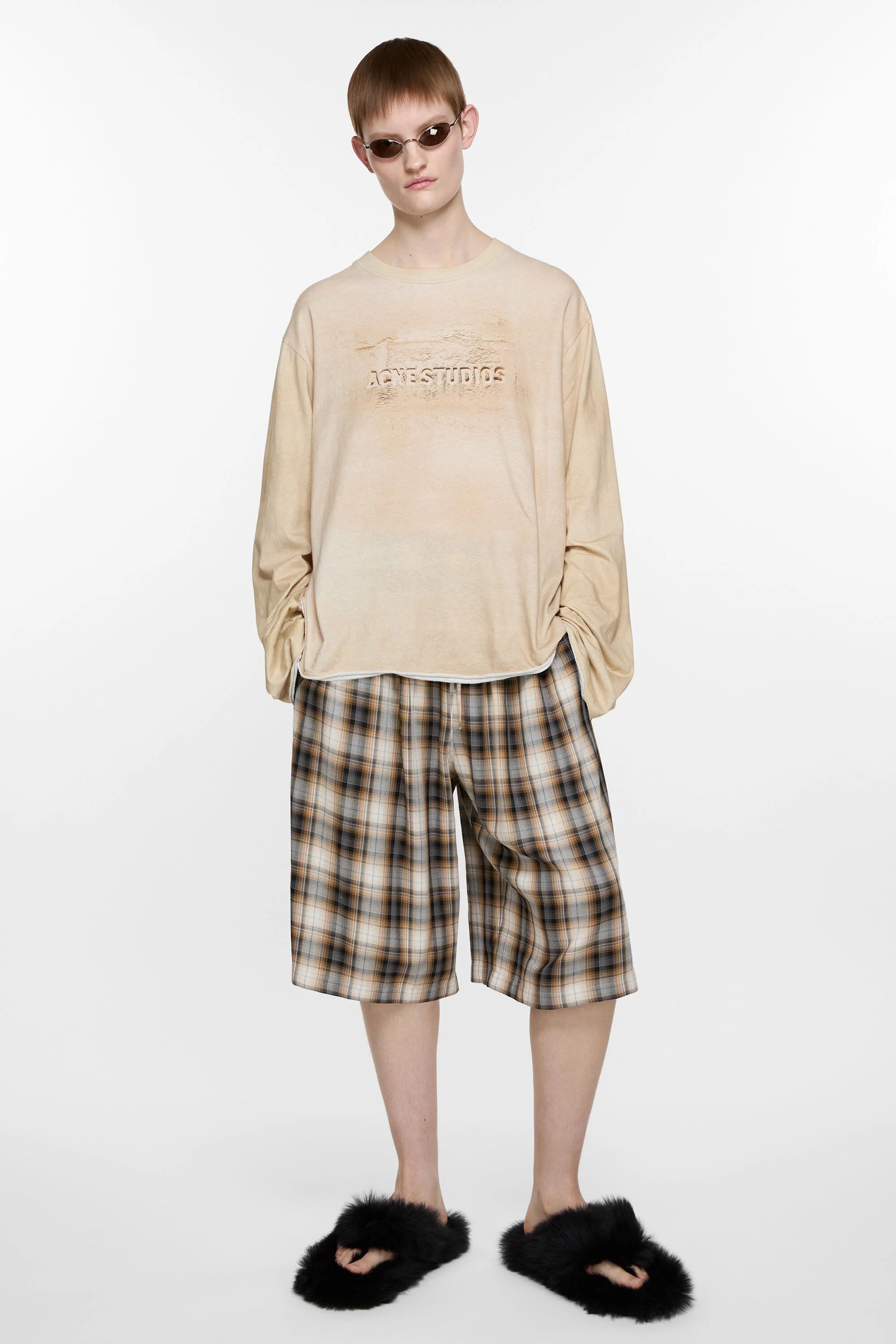 Check Shorts, Beige/Black, Shorts - Lindner Fashion