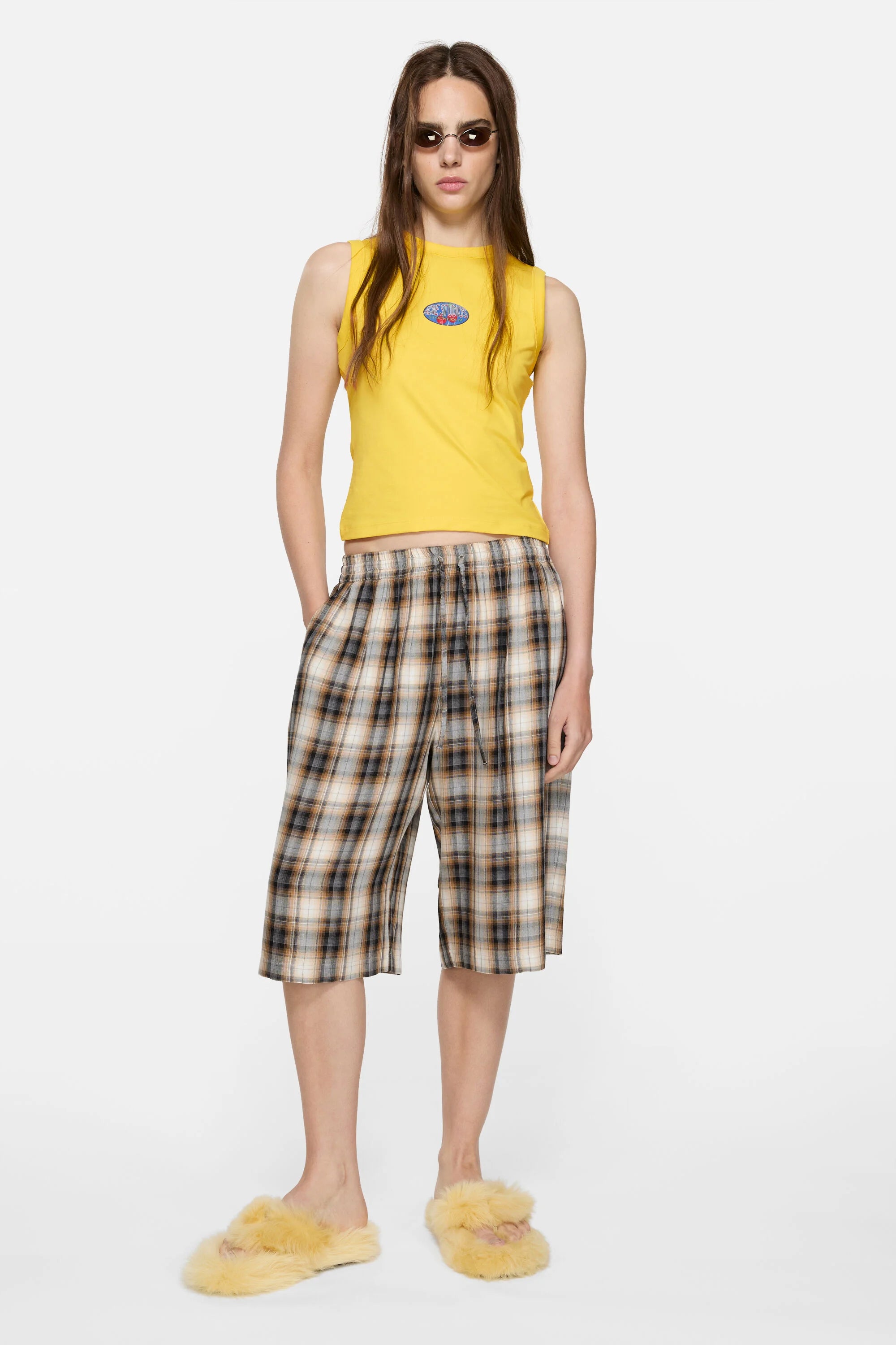 Check Shorts, Beige/Black, Shorts - Lindner Fashion