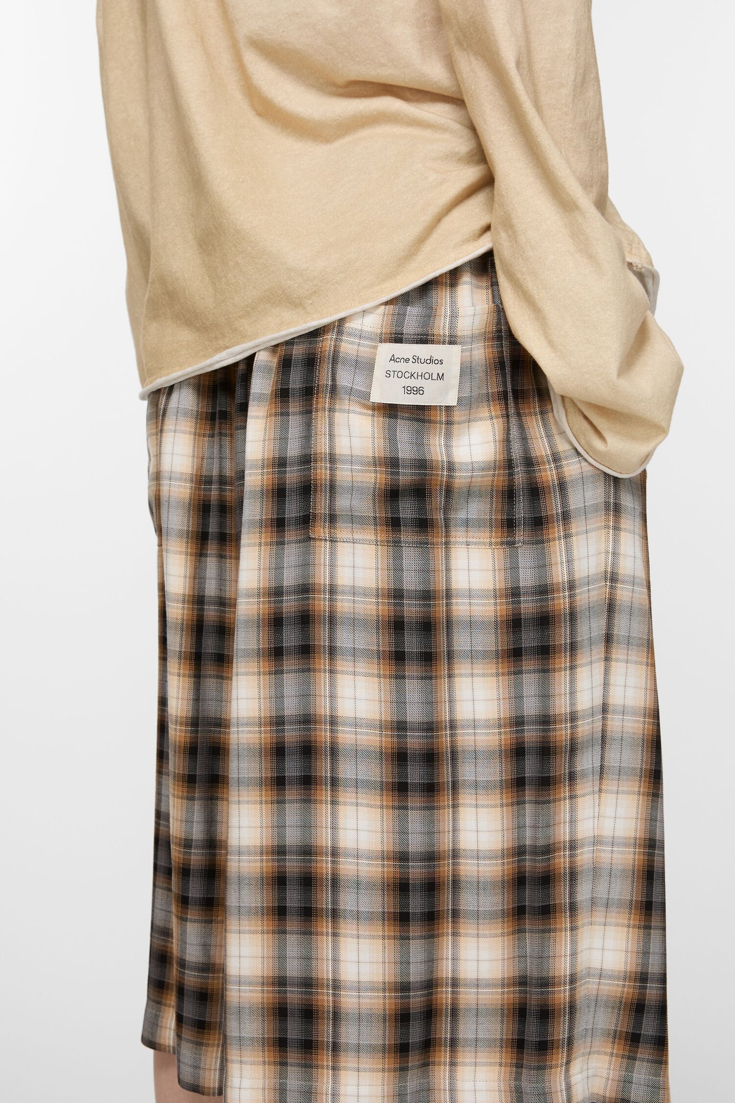 Check Shorts, Beige/Black, Shorts - Lindner Fashion