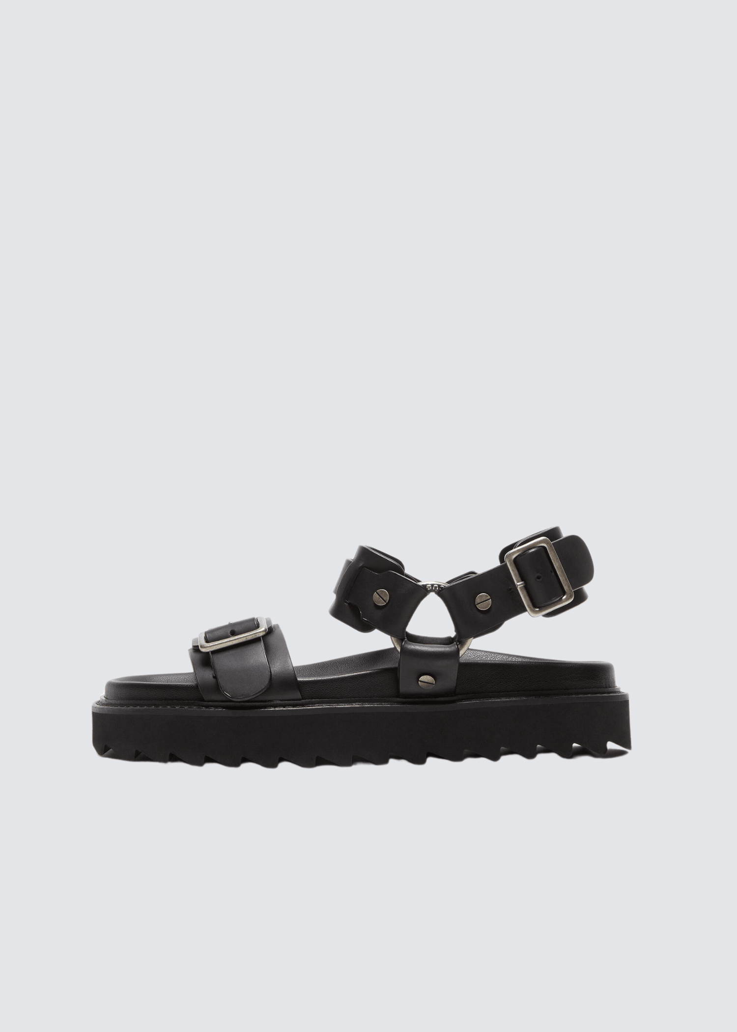 Chunky Buckel, Black, Sandale - Lindner Fashion